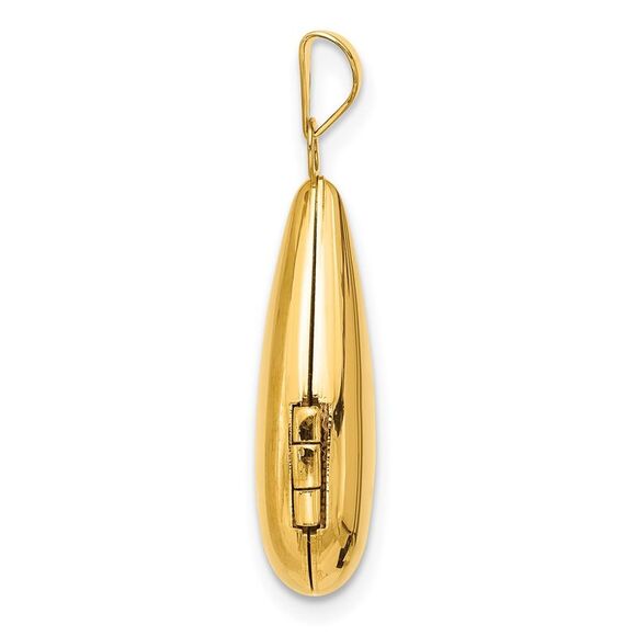 Kazi Luxury 14k Yellow Gold Polished 21x13mm Teardrop Shaped Locket